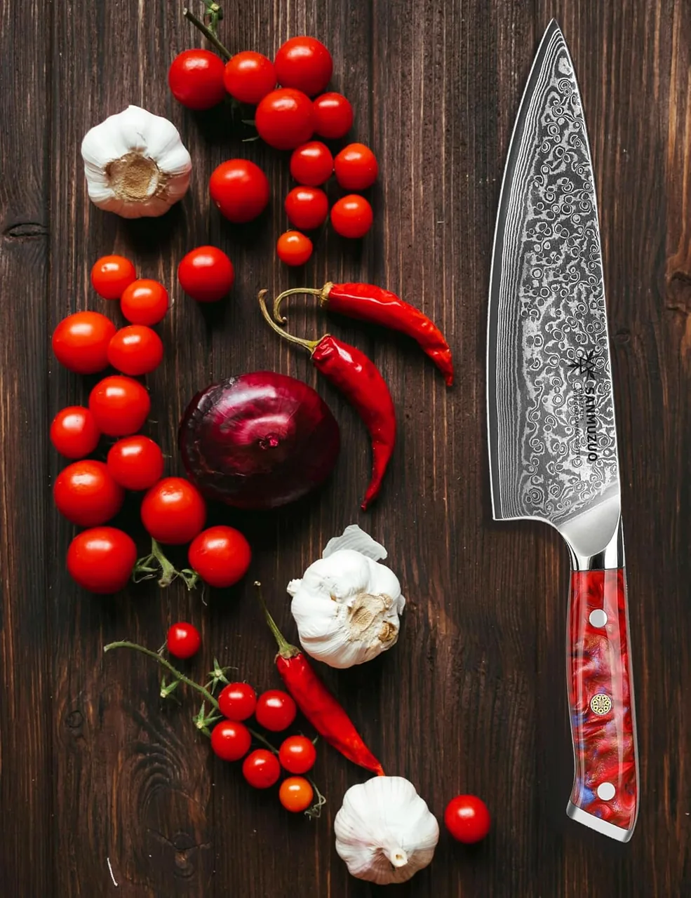 XUAN chef knife shown in a real food preparation scene